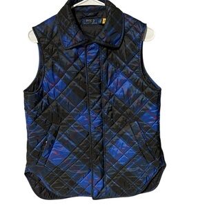 Polo Ralph Lauren Blue Plaid Insulated Quilted Vest Sleeveless Womens Small